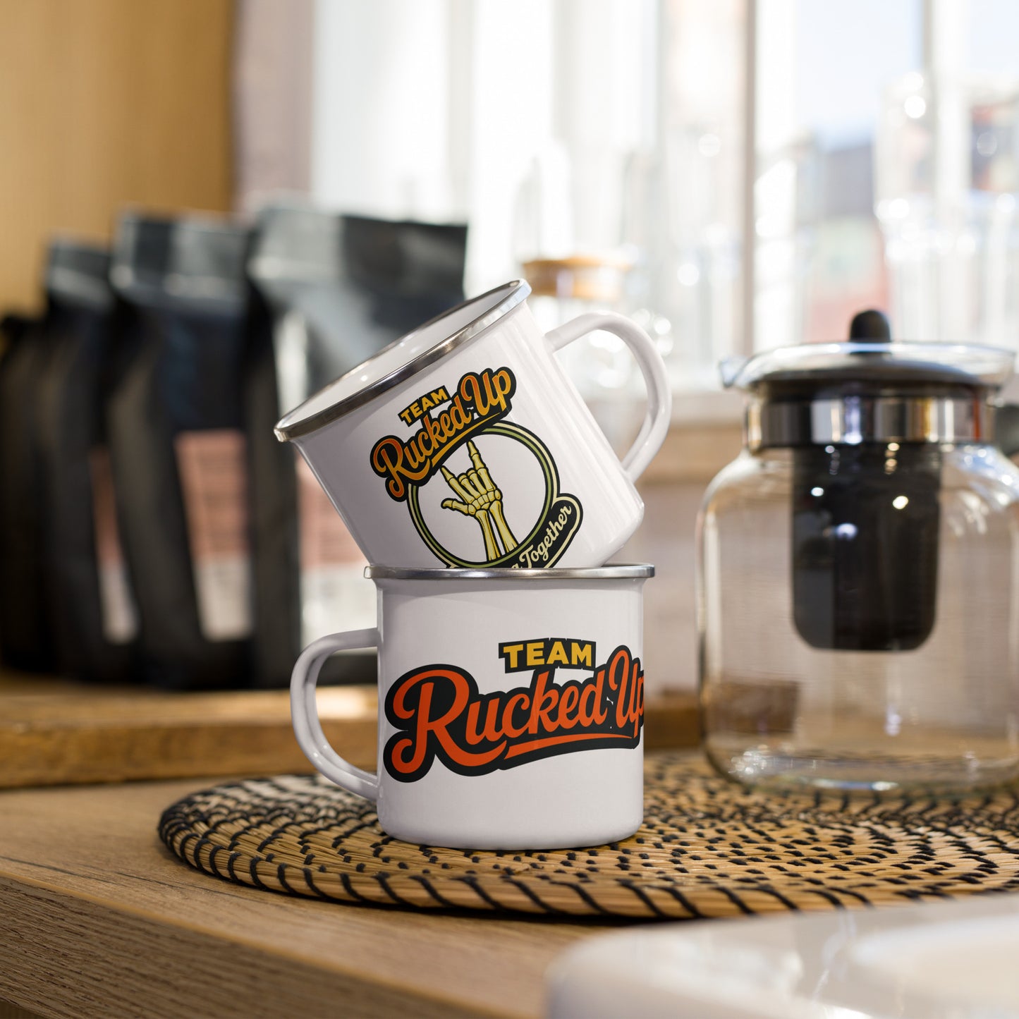 Grinding Together Enamel Mug